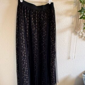 Molly Bracken Black and Gold Maxi Skirt